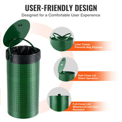 Dog Poop Trash Can 11.5 Gallons Weather-Resistant Dog Waste Bin With Lid