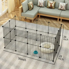 Pet Playpen, Small Animal Cage Indoor Portable Metal Wire Yard Fence For Small Animals, Guinea Pigs, Rabbits Kennel Crate Fence Tent Black 24pcs