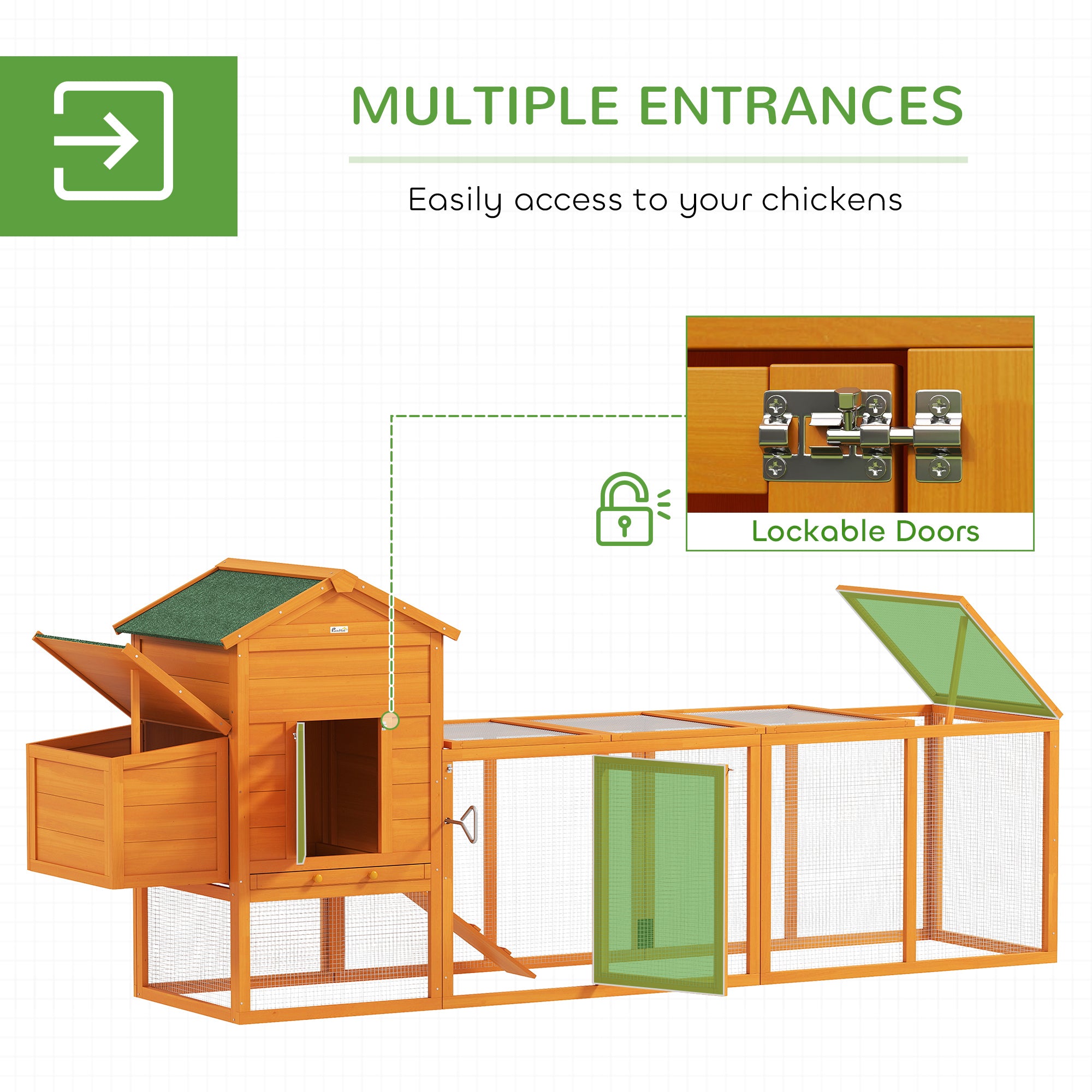 Extra Large Run Included Chicken Coop with Removable Tray Orange