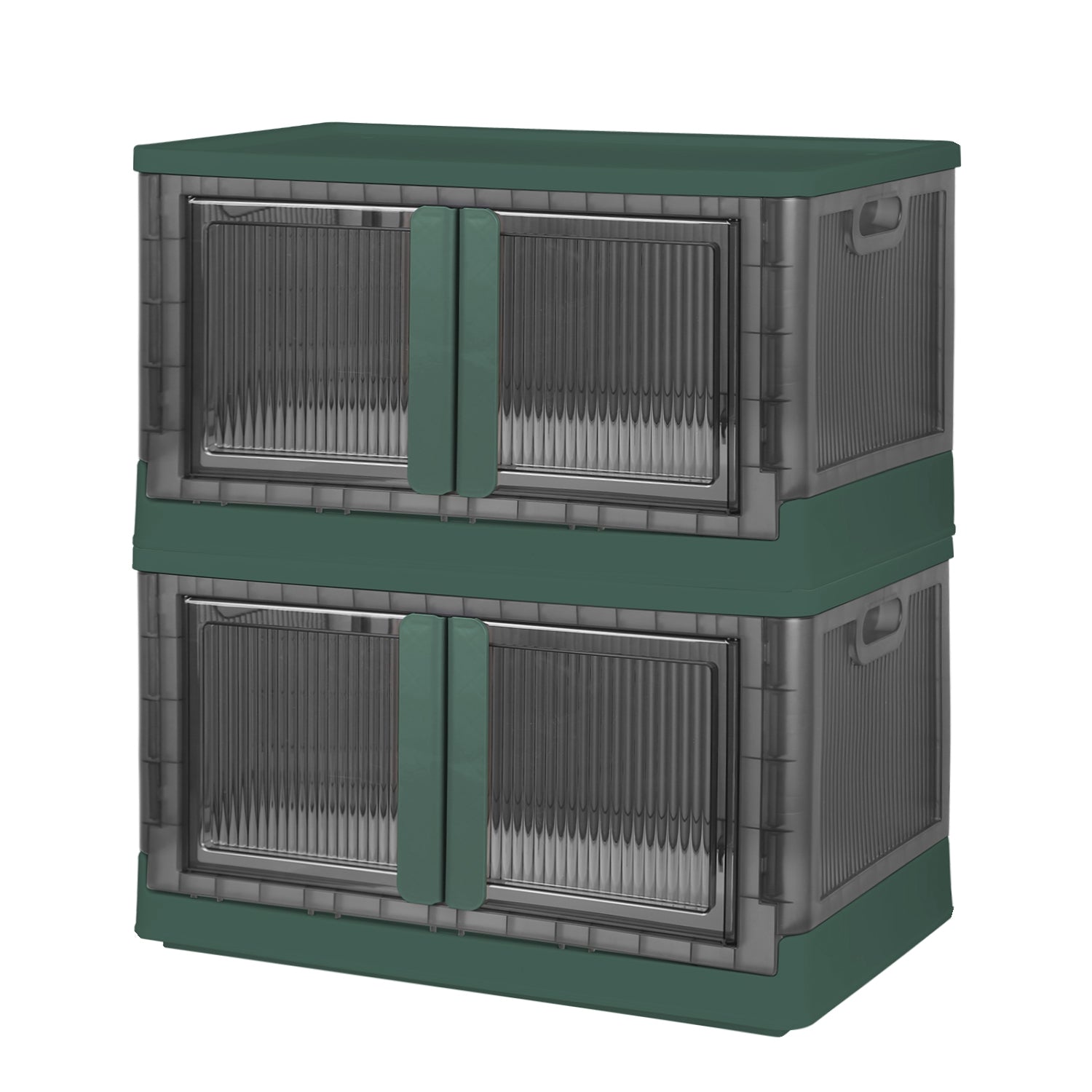 2Pc Foldable Storage Bins With Lid Collapsible Stackable Closet Organizer Containers With Front Door Lock 4Pcs Wheels 32L 72L Size Options