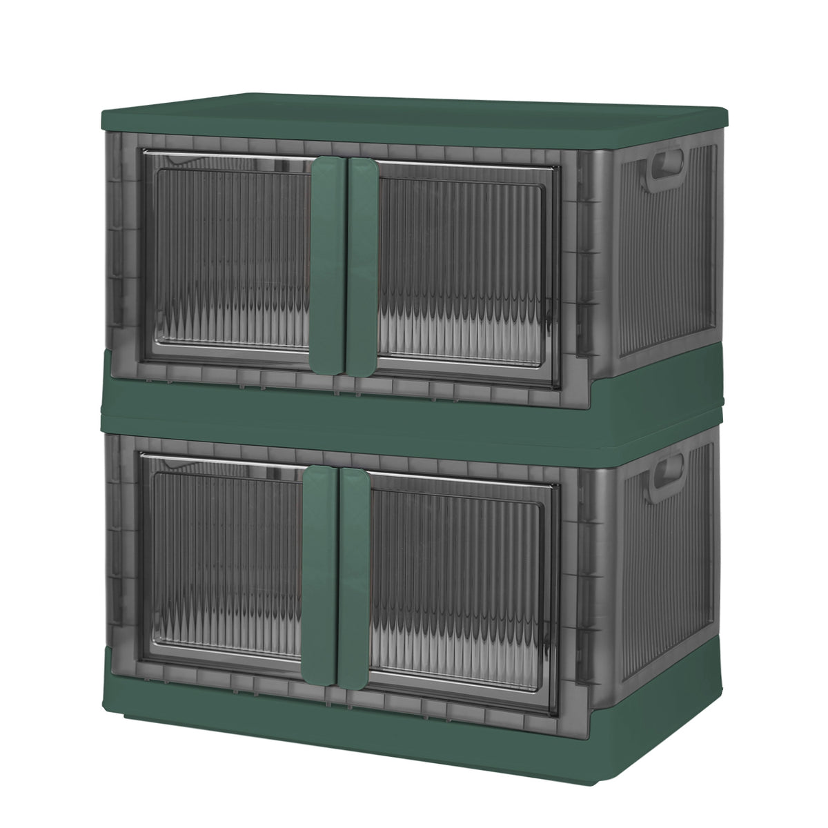 2Pc Foldable Storage Bins With Lid Collapsible Stackable Closet Organizer Containers With Front Door Lock 4Pcs Wheels 32L 72L Size Options