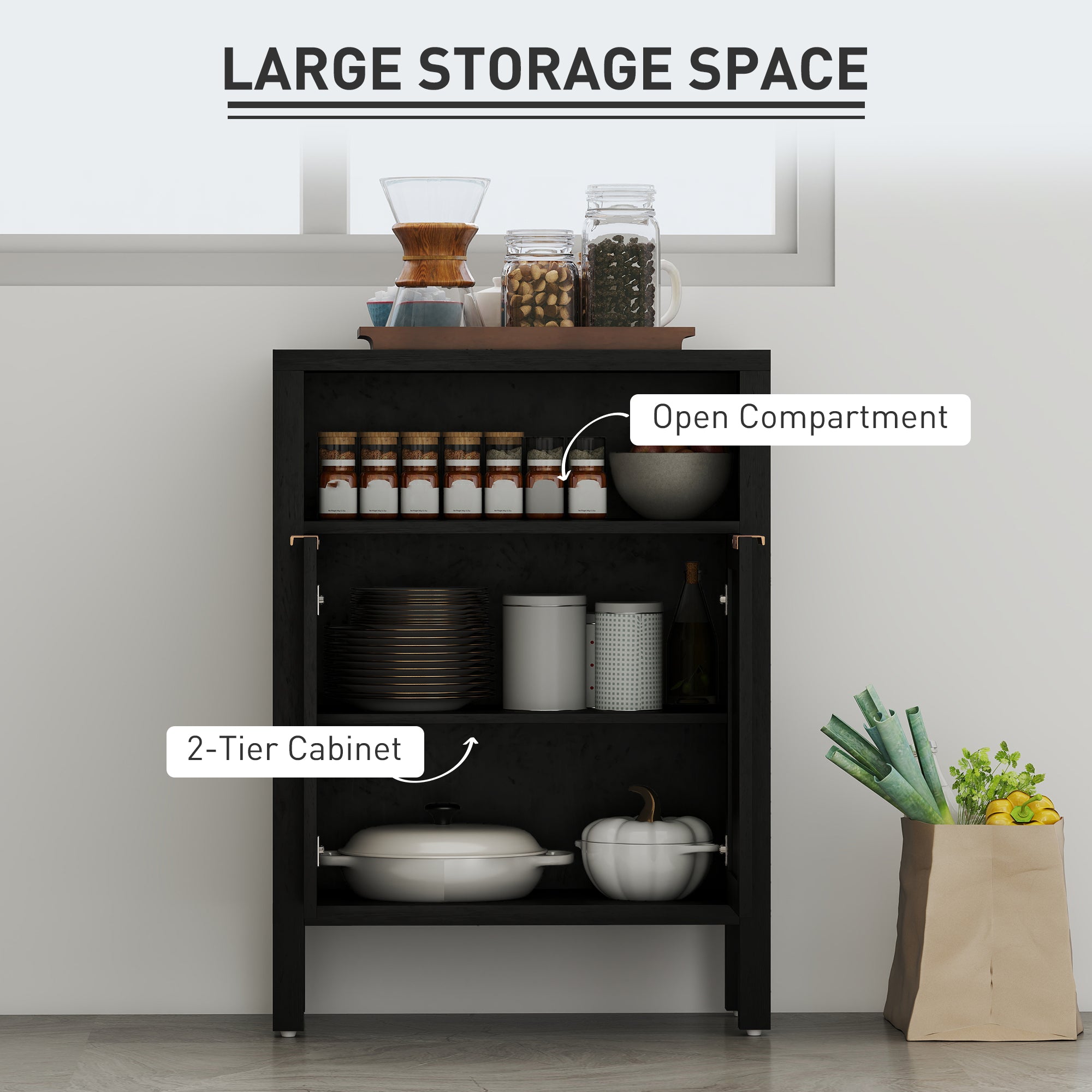 Sideboard Buffet Cabinet with Storage, Modern Accent Cabinet with Adjustable Shelf, Coffee Bar Cabinet, Distressed Black