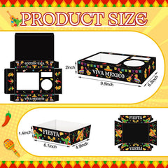 36Pcs Fiesta Movie Night Snack Trays Candy Popcorn French Fries Snack Trays Mexican Party Plates For Snacks Tray Cinco De Mayo Party Supplies Clearance