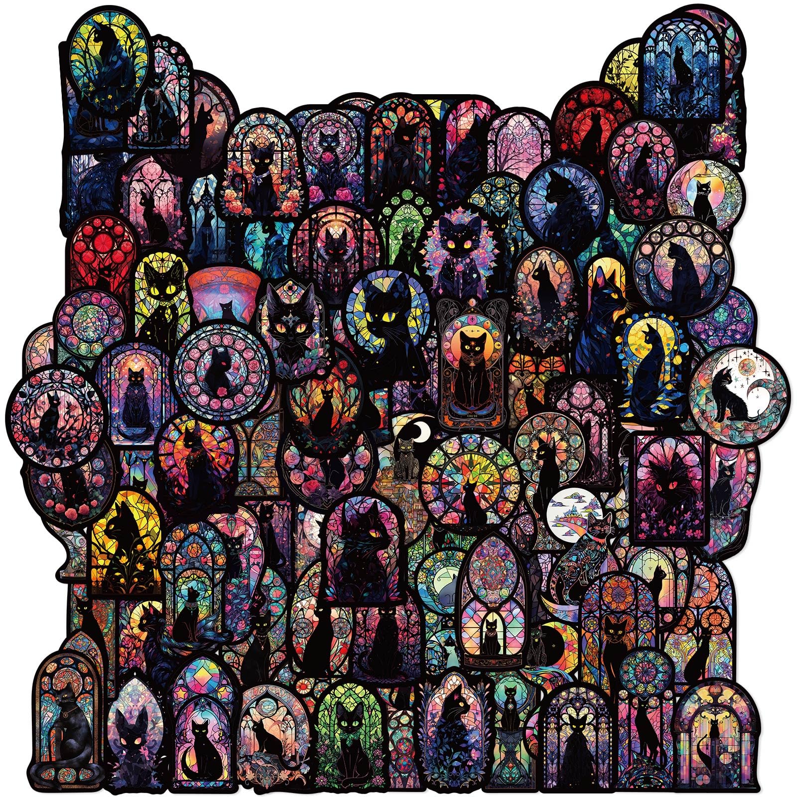 Gothic Black Cat Stickers, Graffiti Decals, Gothic Accessories, Scrapbook Stickers For Laptop, Skateboard, Water Bottle, Luggage, Phone, For Teens And Adults,Amazon Is Banned