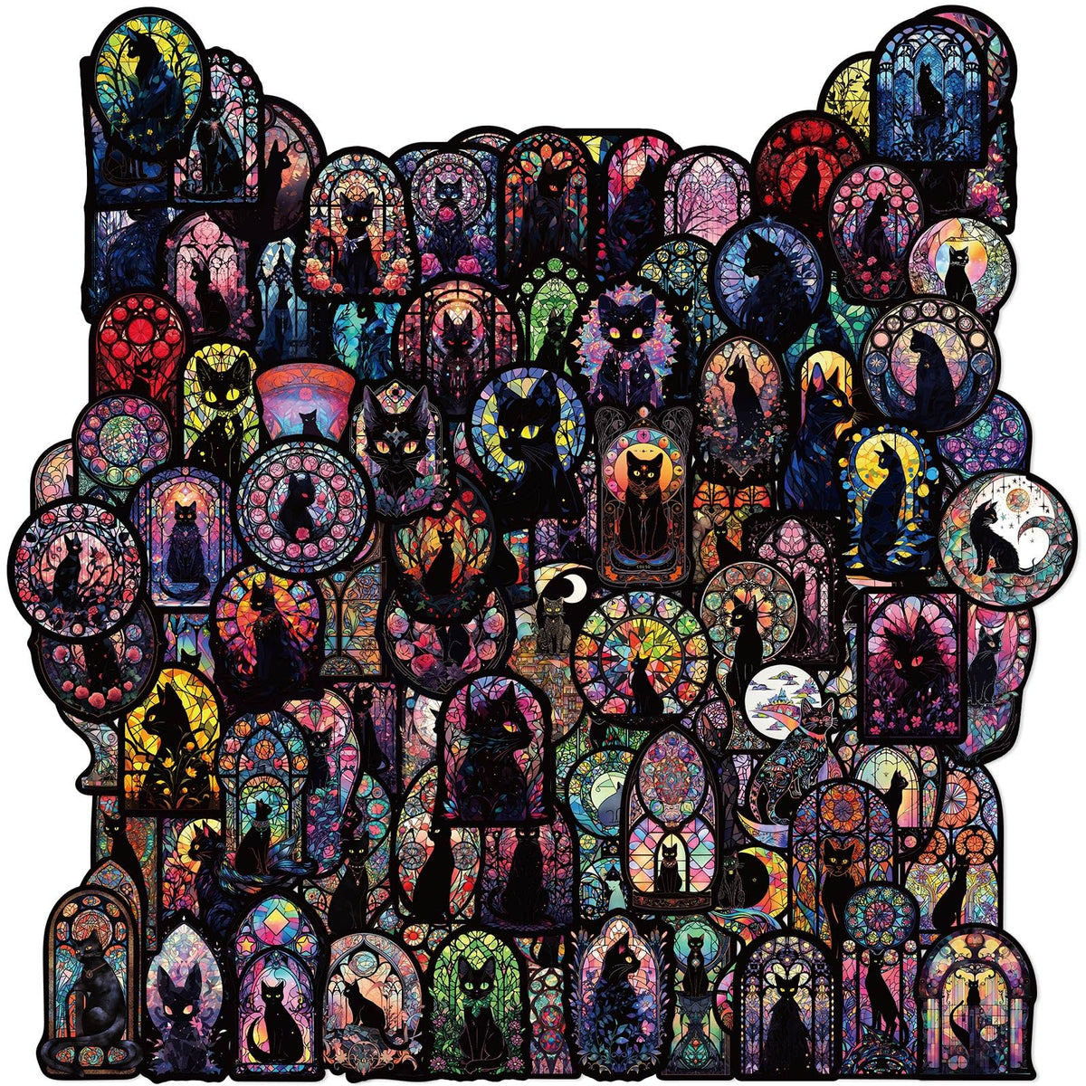 Gothic Black Cat Stickers, Graffiti Decals, Gothic Accessories, Scrapbook Stickers For Laptop, Skateboard, Water Bottle, Luggage, Phone, For Teens And Adults,Amazon Is Banned