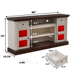 Farmhouse Fireplace TV Stand With Roman Column Styling, Up To 80-inch TV, 70-inch Modern Tall Entertainment Center With LED Lights, Living Room Media Console