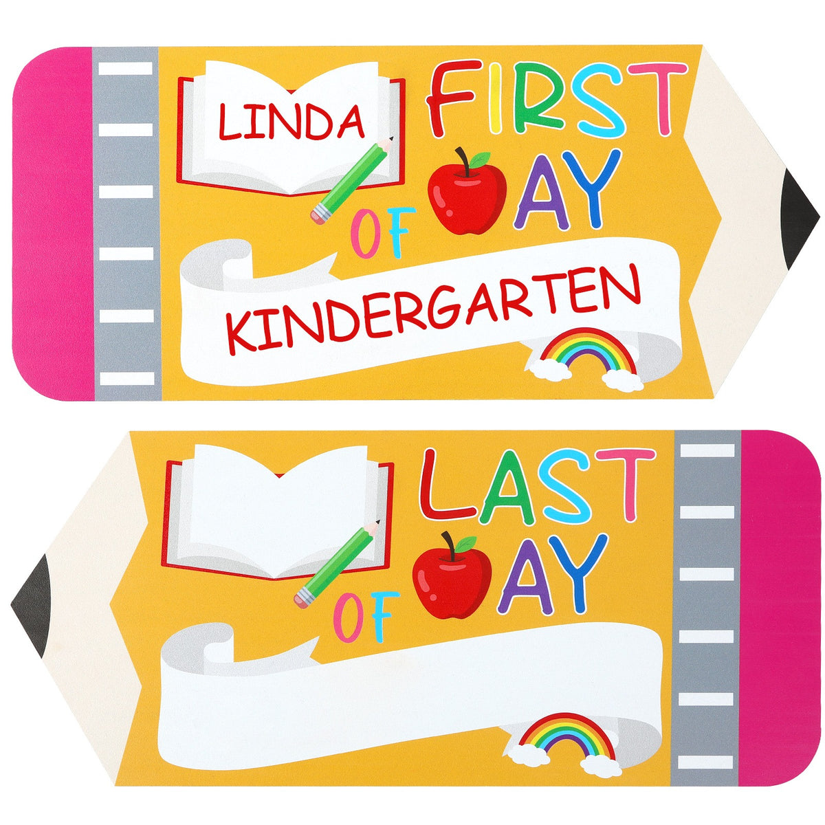 First And Last Day Of School Board Sign,Double Sided Printing Pencil Chalkboard For 1st Day Of Kindergarten Preschool, Back To School Supplies Photo Props Clearance