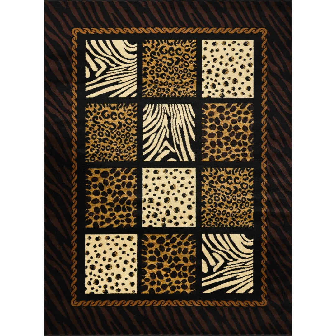 Tribes GC YLS4013 Black 2 Ft X 3 Ft Animal Print Area Rug