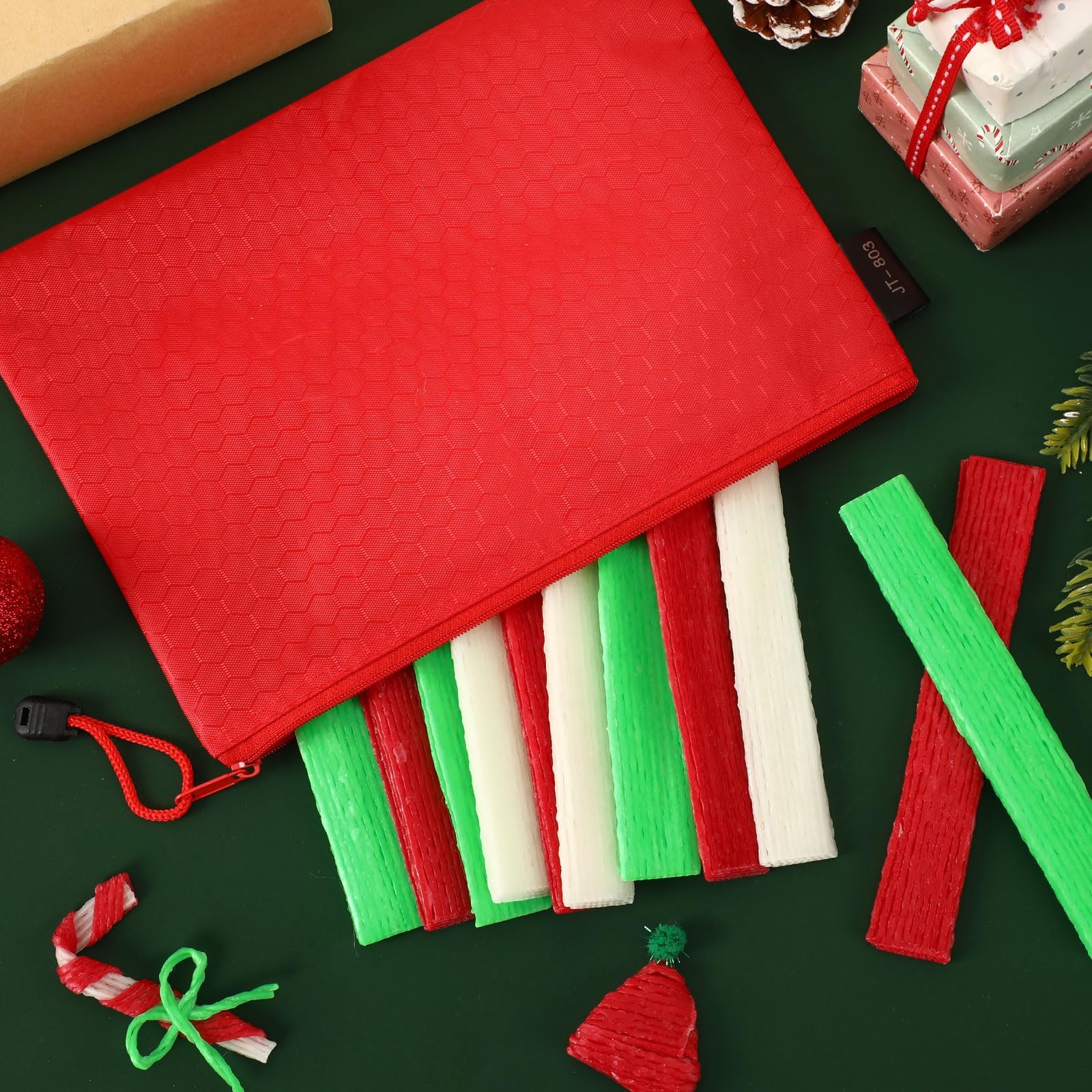 UPINS Wiki Sticks,  Christmas Wax Craft Sticks Red Green White Bendable Sticky Wax Yarn Sticks With Storage Bag For DIY School Project Art Craft Supplies Visit The UPINS Store,Amazon Is Banned