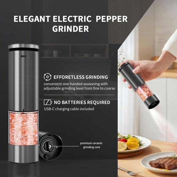 2 Sets Of Electric Salt And Pepper Grinders - Battery-powered, Adjustable For Grinding Fineness, Suitable For Home Kitchens, Made Of Durable Plastic (not Available On Walmart Platform)