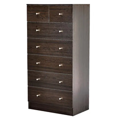 Brown Particleboard With A Textured Melamine Finish, 66*40*131cm, 5+2 Drawer Cabinet, Matte Gold Handles