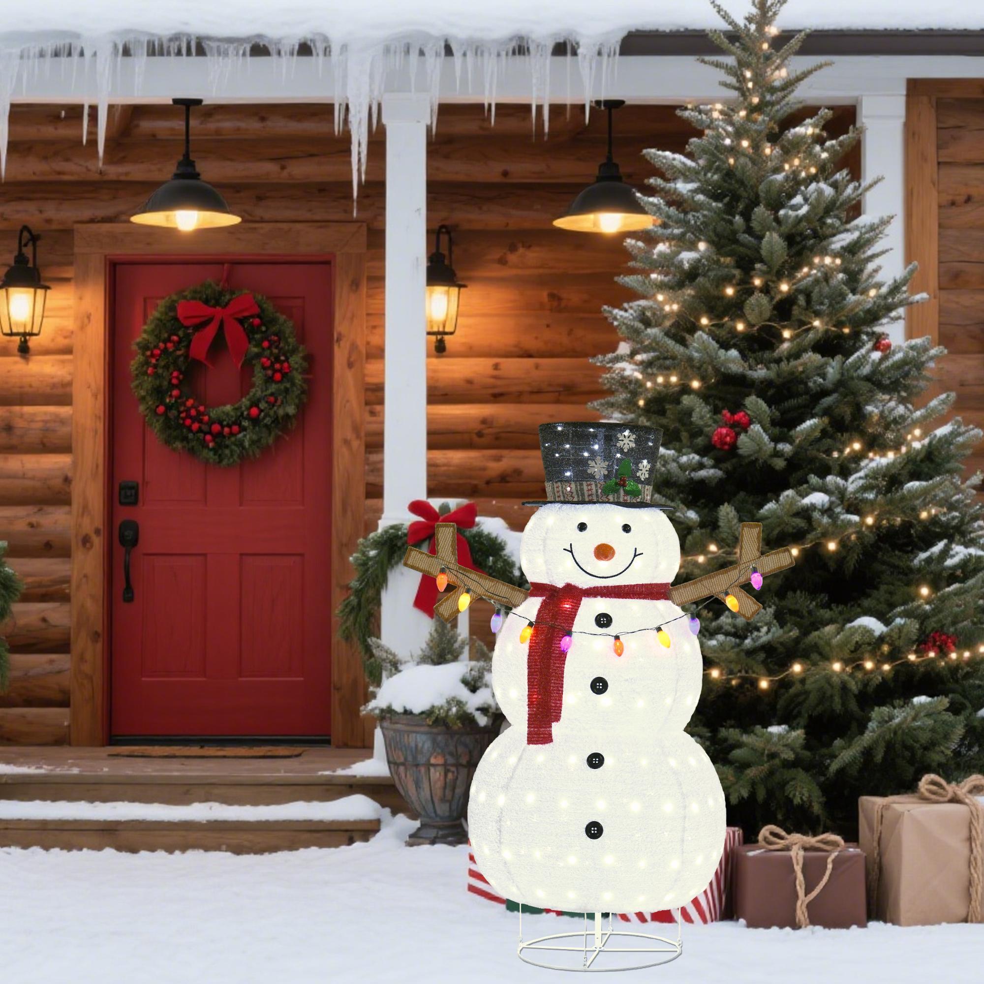 Plush Lantern Snowman With Warm LED Lights Indoor And Outdoor Christmas Decorations, Create A Warm Atmosphere, Easy To Install, Soft Plush Material, Warm Light Creates A Christmas Atmosphere