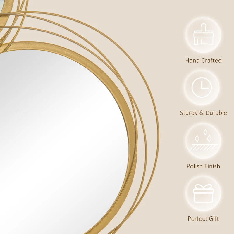 Ircle Mirror For Wall, Modern Metal Wall Art For Living Room, Bedroom And Dining Room, Gold