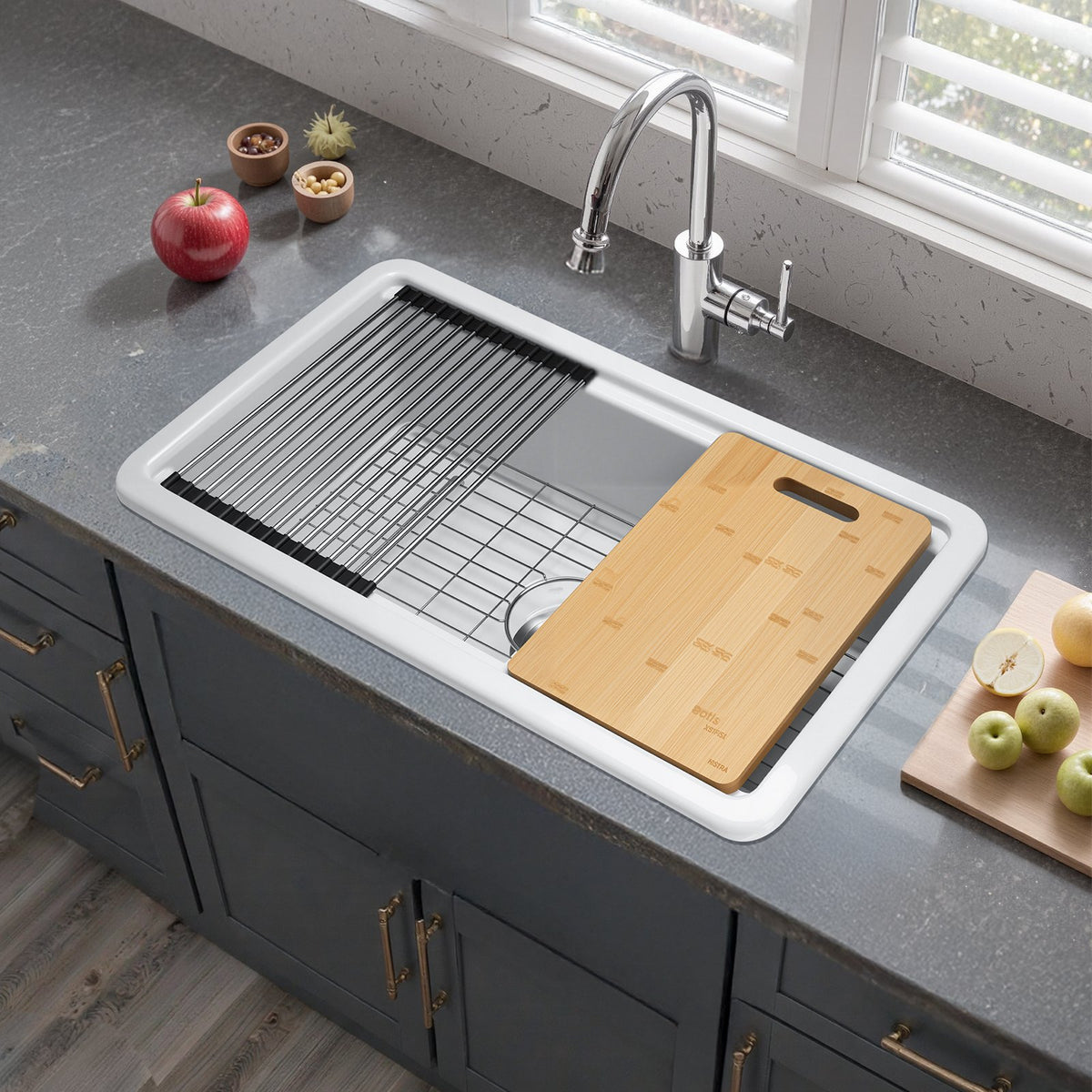 33x19 In Farmhouse Sink Topmount Undermount Kitchen Single Bowl Basin Fireclay
