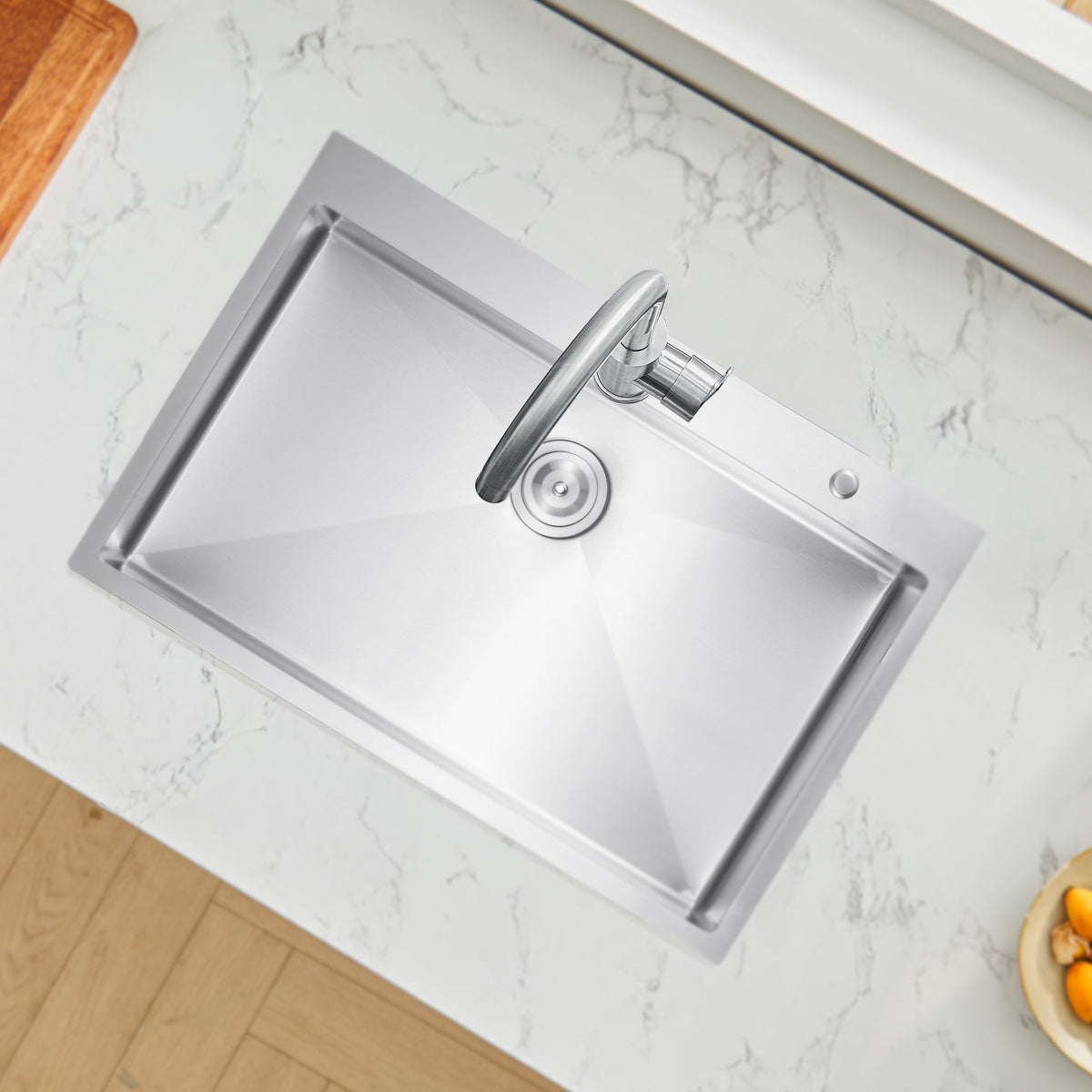 33' Kitchen Sink Top Mount Single Bowl Drop-In Basin Stainless Steel Bar