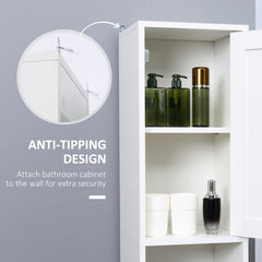 Tall Bathroom Storage Cabinet with Mirror, Wooden Freestanding Tower Cabinet with Adjustable Shelves for Bathroom or Living Room, White