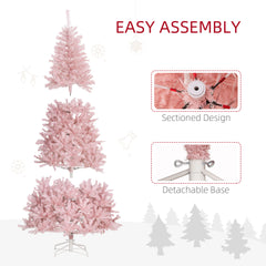 7.5 FT Tall PreLit Artificial Christmas Tree with Realistic Branches, 500 Warm White LED Lights and 1346 Tips, Pink