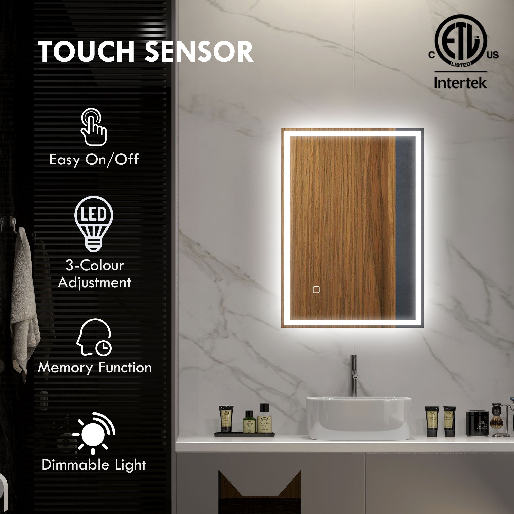 kleankin 32" x 24" LED Bathroom Mirror