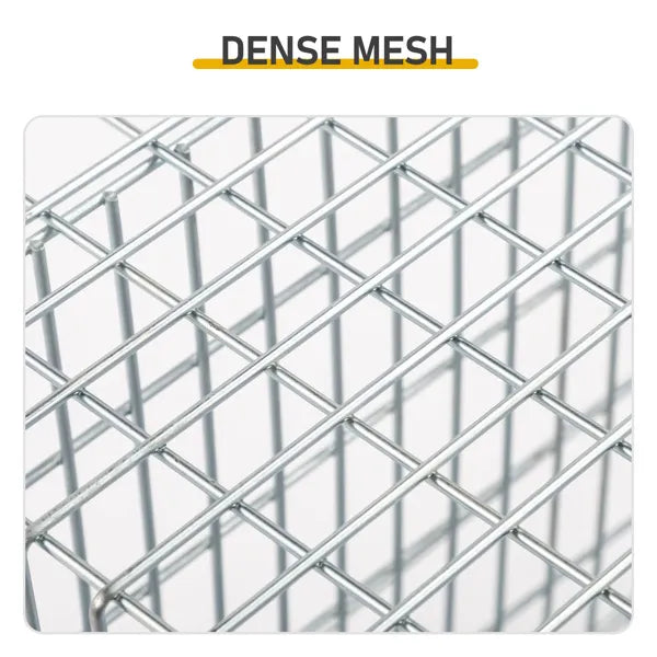 32in Live Animal Trap Cage With Cover, Humane Animal Rescue Outdoor Cage For Armadillos Cats Groundhogs Muskrats, Opossums Raccoons Skunks, Silver