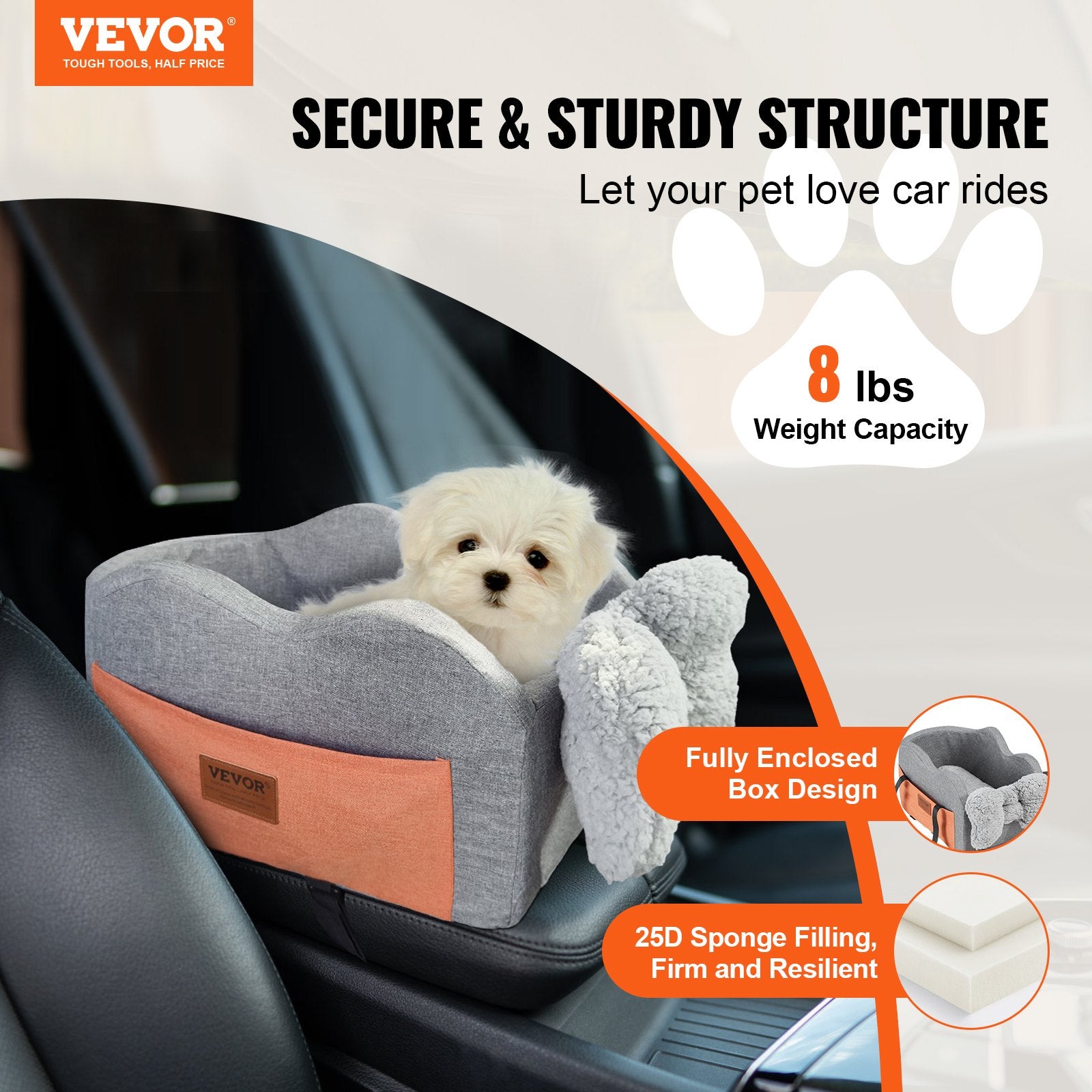 Center Console Dog Car Seat Dog Booster Car Seat For Small Dog 8 Lbs