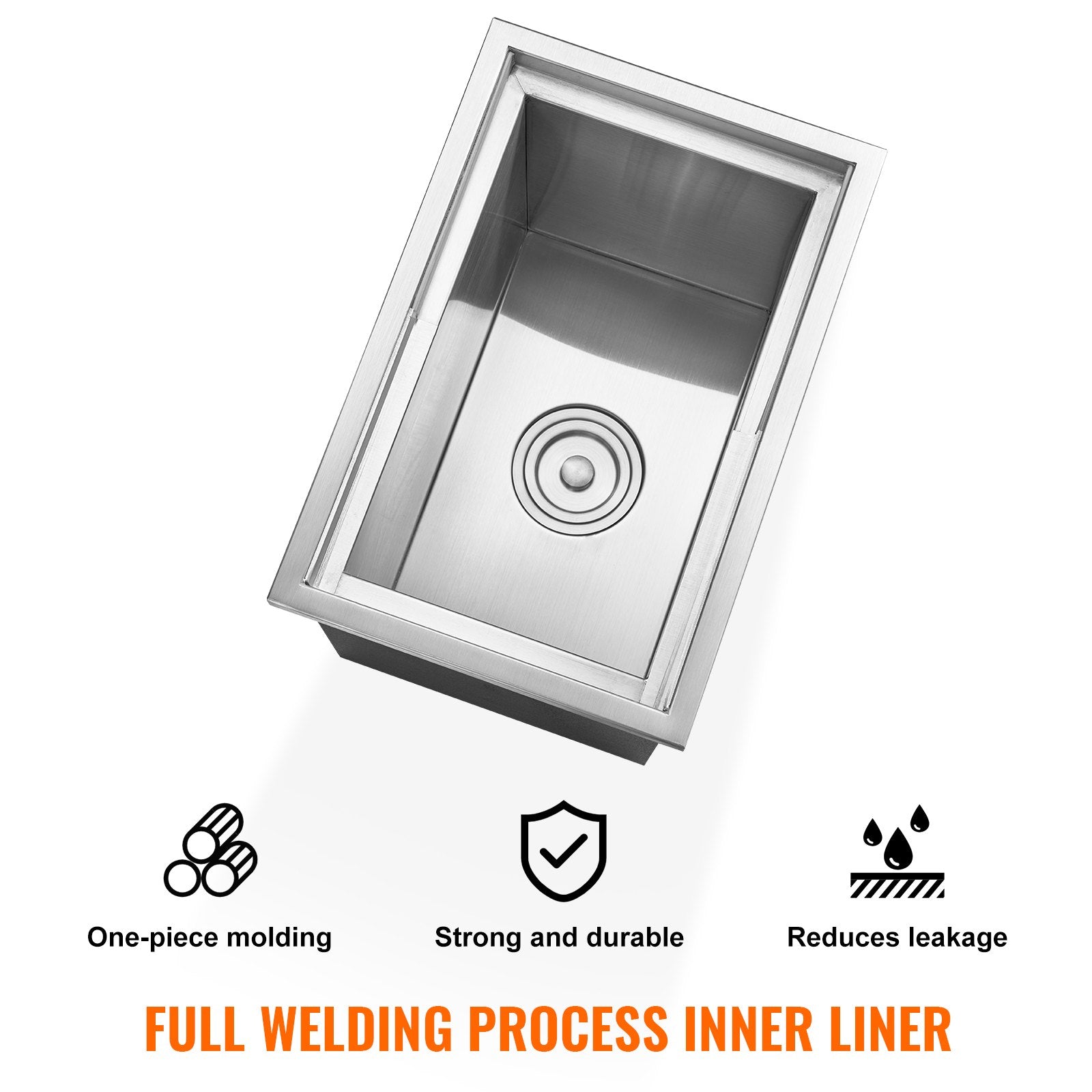 Drop In Ice Chest, 18'L X 12'W X 14.5'H Stainless Steel Ice Cooler, Commercial Ice Bin With Sliding Cover, 40.9 Qt Outdoor Kitchen Ice Bar, Drain-pipe And Drain Plug Included, For Cold Wine Beer