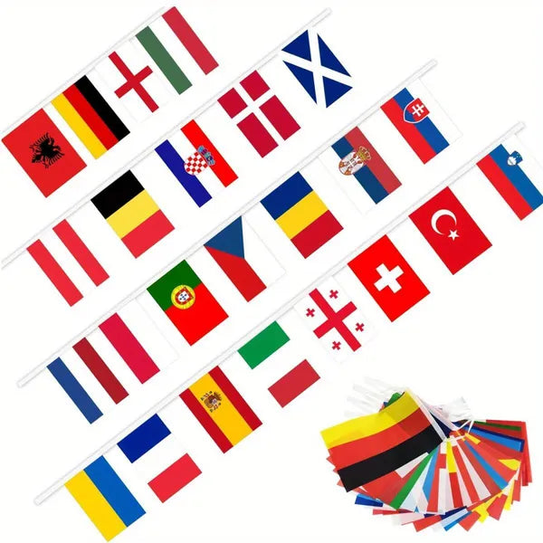 26.25 Ft 24 Countries String Flag International Flags Bunting Banner 24 Team Nation Flags Banner Decoration Sport Theme Party Garland For Club Bar Sports Events Grand Opening Party Supplies
