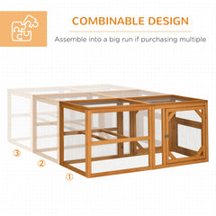 55" Wooden Chicken Coop Add-on Expansion, Mini Chicken Coop Outdoor Chicken Run Hen House with Combinable Design