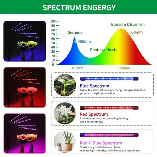 Full Spectrum Indoor Plant Grow Light With Adjustable Stand – 80 LEDs Floor Plant Lamp, 5 Dimming Levels (20%-100%), 3/9/12H Auto On/Off Timer, Height Adjustable Growing Light For Houseplants
