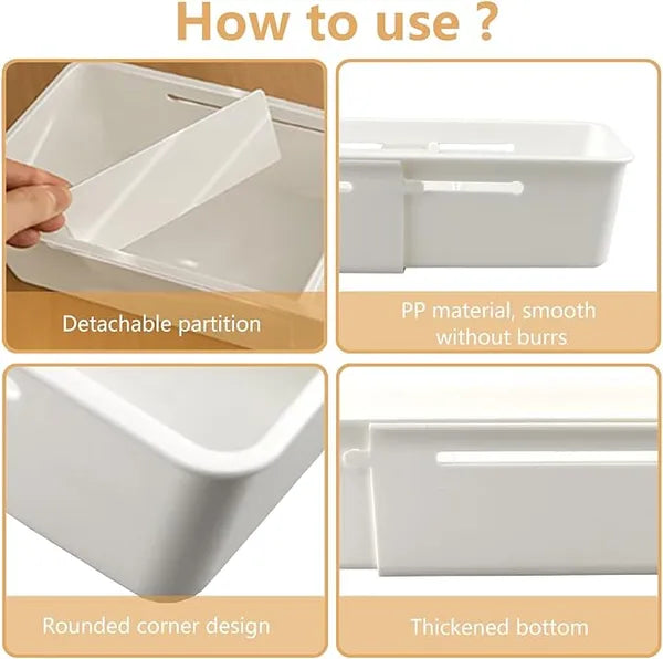 Expandable Storage Drawer Organizers, Multifunctional Drawer Fit Storage Bin Adjustable Kitchen Storage Organizer Storage Bin For Cosmetics Bathroom Wardrobe And Office Drawer