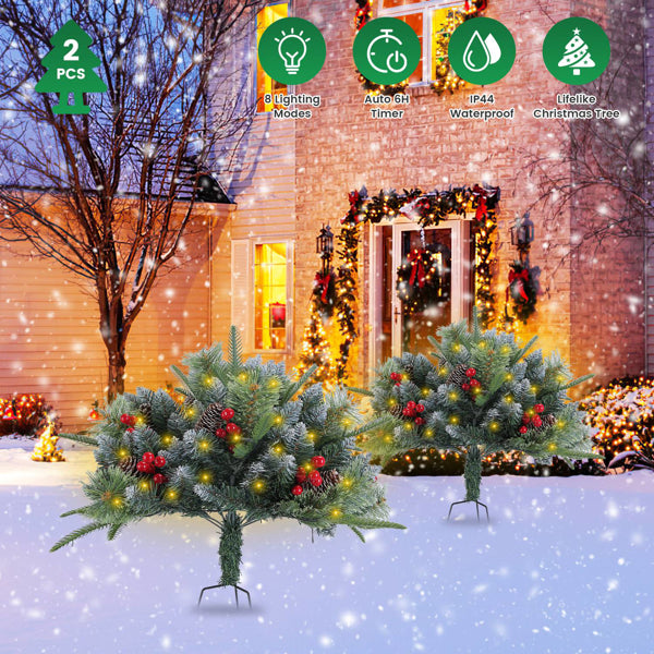 Lifelike Artificial Christmas Tree With 8 Lighting Modes, 50 Warm LEDs, Auto Timer & IP44 Waterproof, Battery Operated For Indoor Outdoor Decor