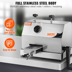 Commercial Sugar Cane Juicer, 110LBS/H High Output Sugarcane Juicer Machine With 3 Stainless Steel Rollers And 2.4" Large Inlet, Manual Sugarcane Juice Squeezer Extractor For Commercial/Home Use