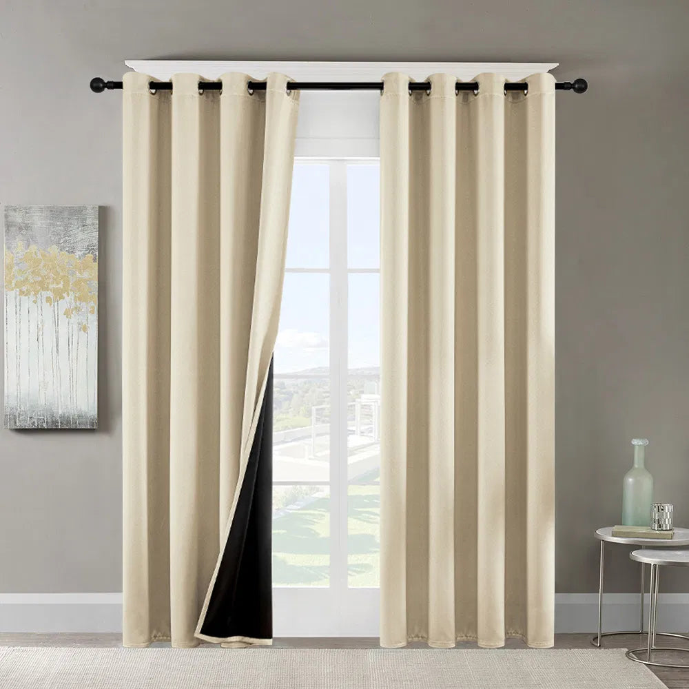 Polyester Grommets Thermal Insulated With Coated Lining 52 In.W63 In. L Indoor Blackout Curtains 3 Colors Available,Set Of 2