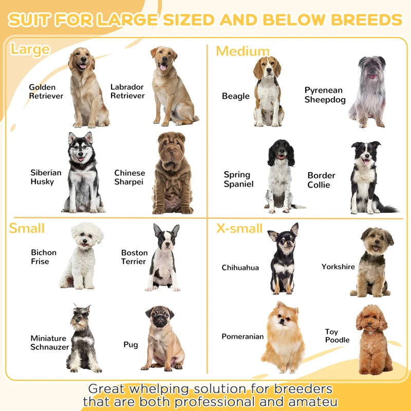 Whelping Box For Puppies With Pee Pad, Pig Rail, Adjustable Door For Small, Medium & Large Breed Dogs Birth,