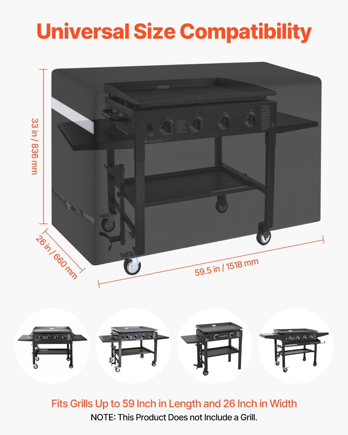 59 Inch Grill Cover Heavy Duty BBQ Gas Grill Cover Outdoor Barbecue Waterproof