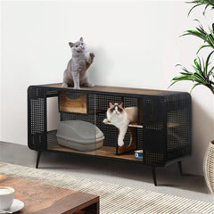 55.12 Inch Spacious Cat House With Tempered Glass, Prohibited Platform Temu