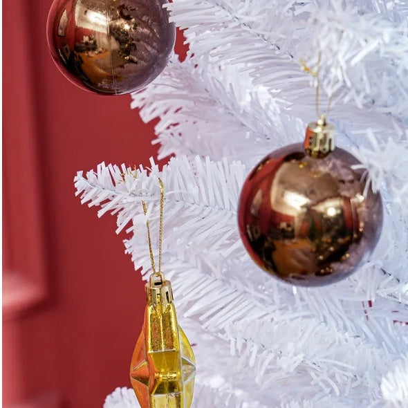 HOMCOM 8' Artificial Pencil Christmas Tree, Slim Xmas Tree With 618 Realistic Branch Tips And Plastic Stand, White