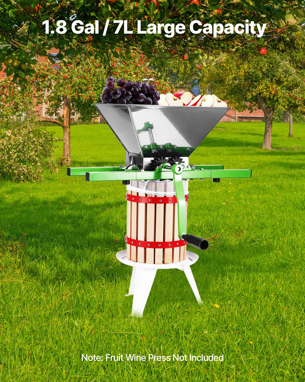 Fruit And Apple Crusher For Wine Cider Making 1.8 Gal/7L Stainless Steel