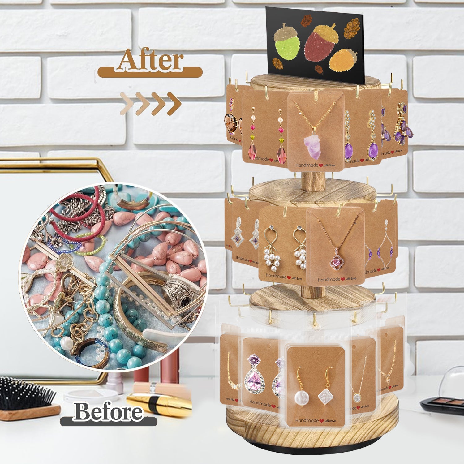 360 Rotating Earring Display Stands With 50 Earring Holder Cards