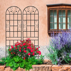 2 Pack Metal Garden Trellis 86.7" X 19.7" Rustproof Trellis For Climbing Plants Outdoor Flower Support Black