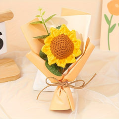Sunflowers Crochet Flowers Bouquet, Knitted Bouquet, Crochet Artificial Flowers For Home Wedding Decor Birthday Gift Clearance