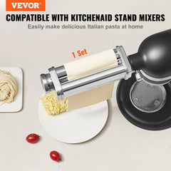 Pasta Attachment For KitchenAid Stand Mixer, Stainless Steel Pasta Sheet Roller Attachment, Pasta Maker Machine Accessory With 8 Adjustable Thickness Knob, KitchenAid Pasta Attachment By VEVOR
