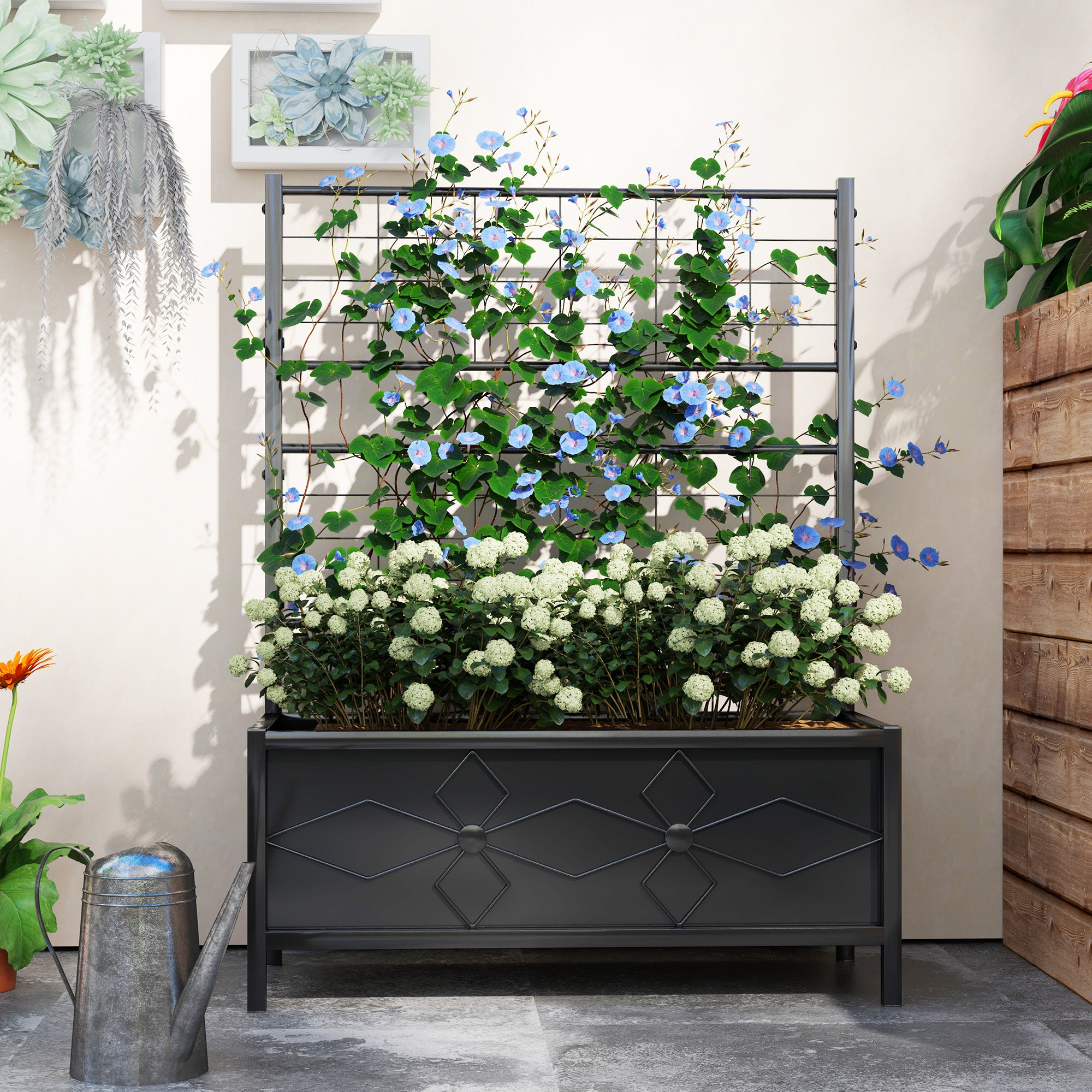 Outdoor Planter Box Galvanized Raised Garden Bed
