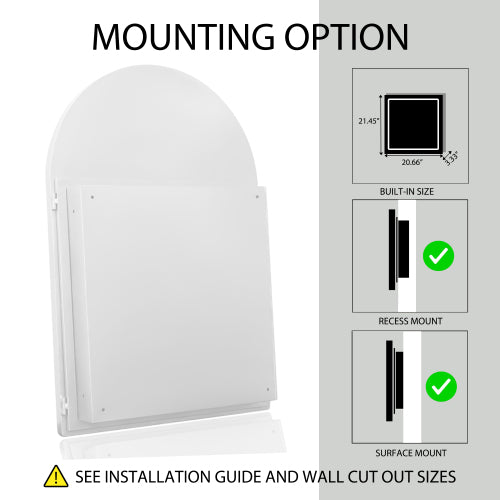 24x36 Inch Vaulted Recessed Metal Frame Bathroom Wall Cabinet With Mirror And Adjustable Shelf Unavailable Platforms- Temu