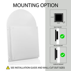 24x36 Inch Vaulted Recessed Metal Frame Bathroom Wall Cabinet With Mirror And Adjustable Shelf Unavailable Platforms- Temu