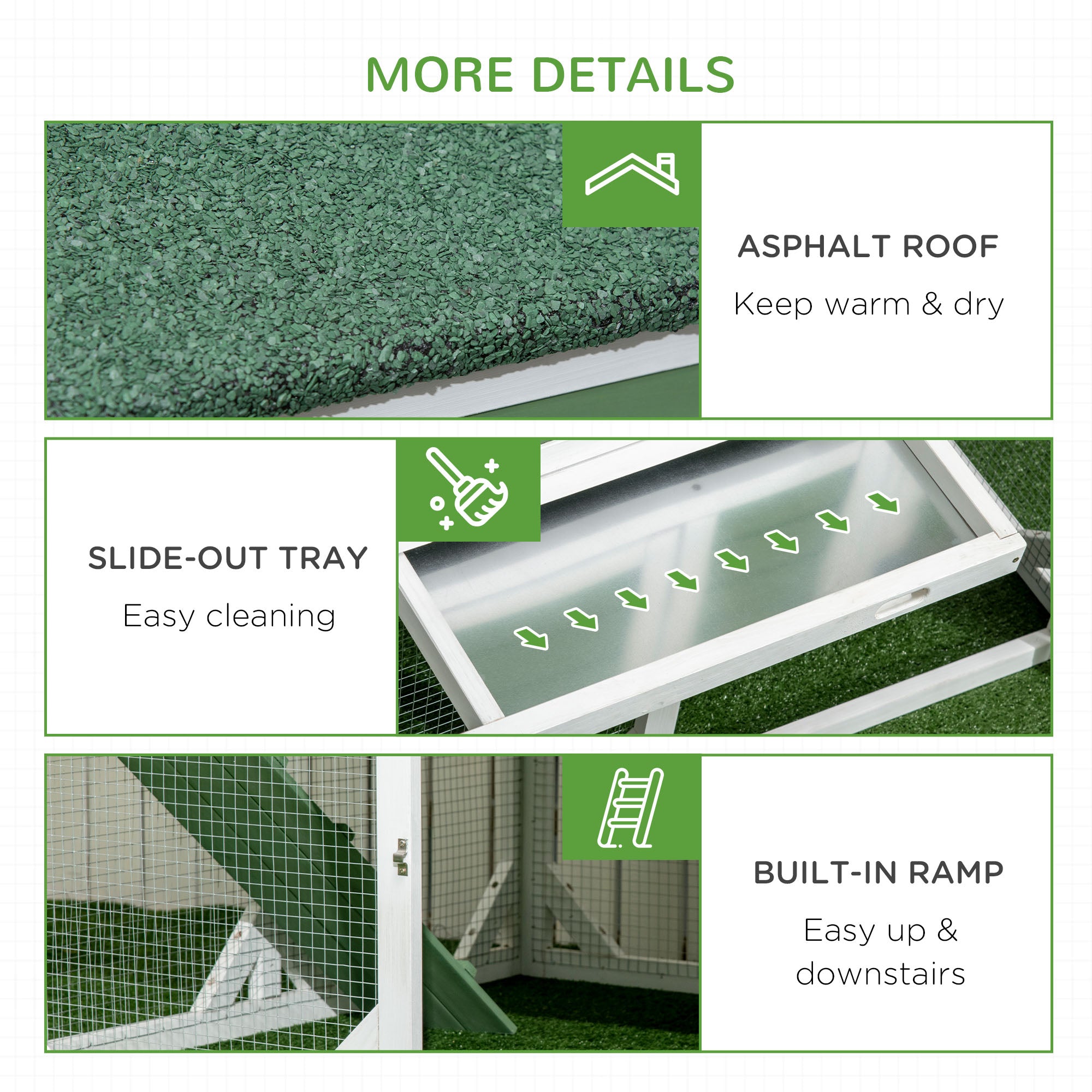 49" Small Chicken Coop Hen House with Garden Space, Chicken House Outdoor Run Cage with Weather Protection, 2-4 Birds, Green