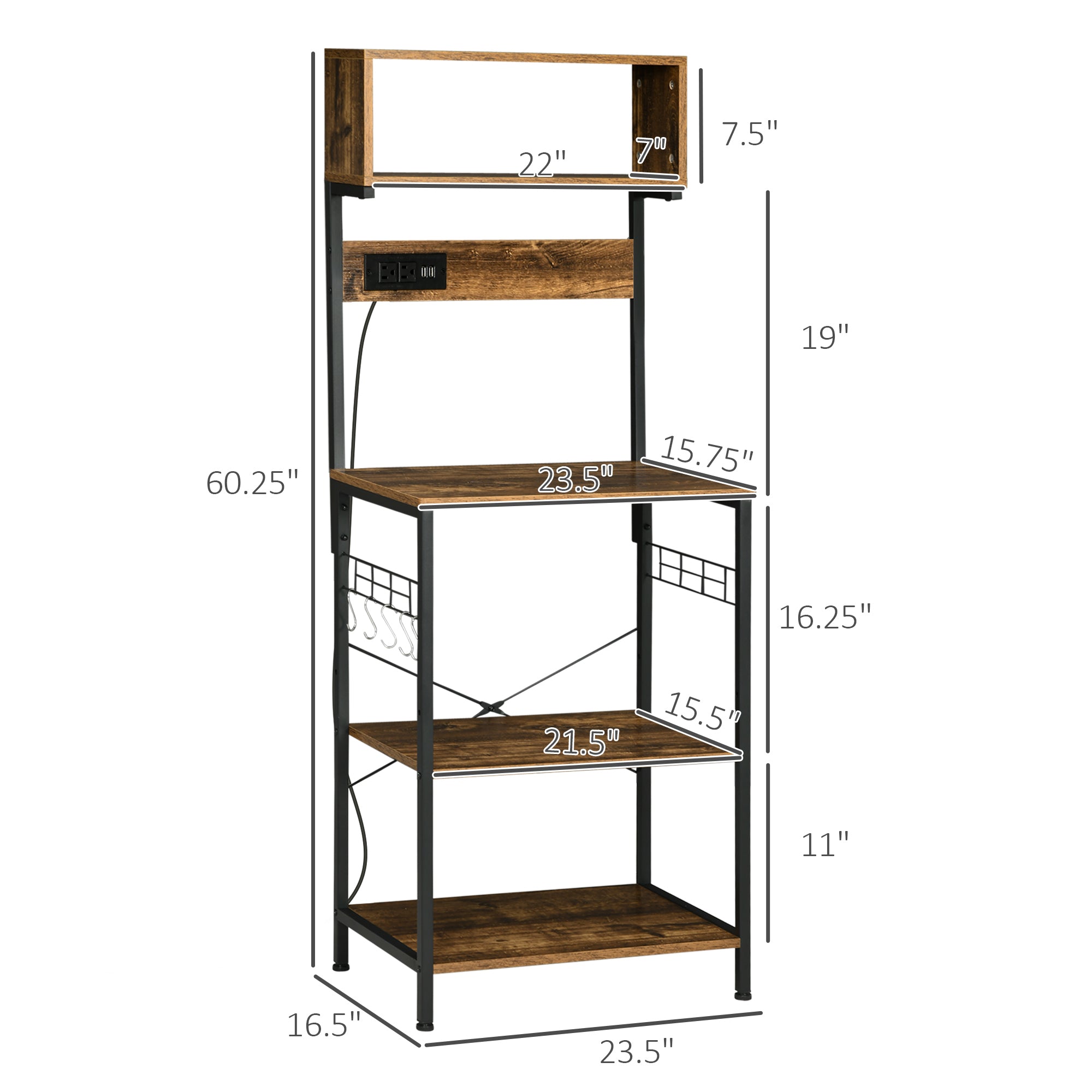 Kitchen Bakers Rack with Power Outlet