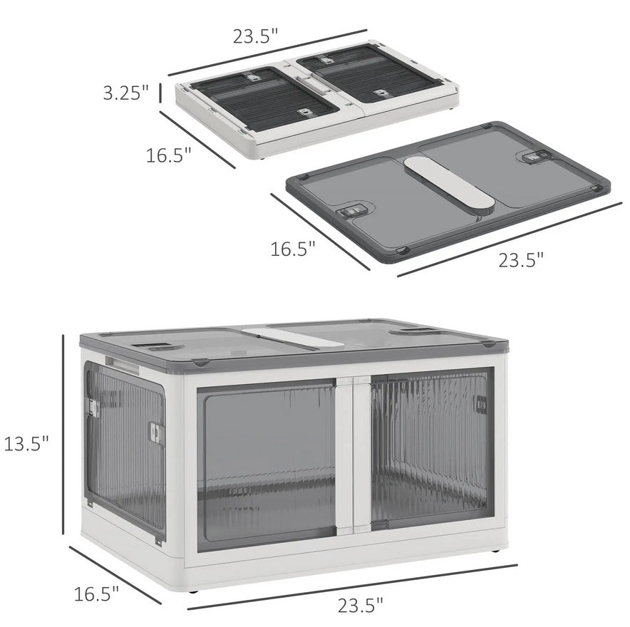Stackable Storage Bins With Lids, Wheels, And Collapsible, White