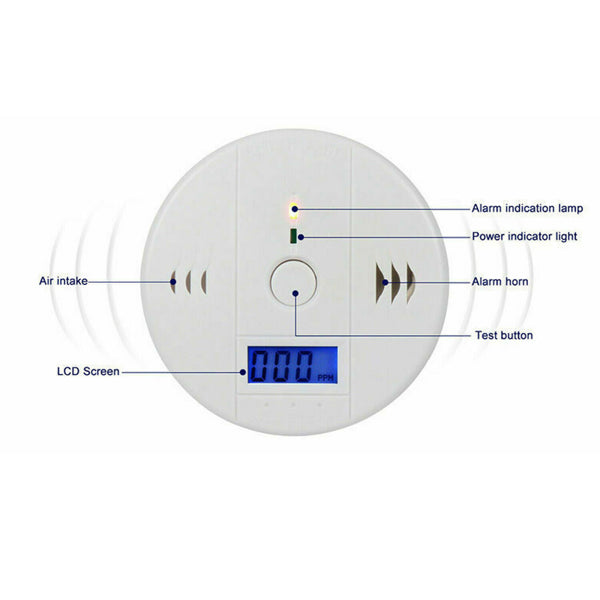 2 Pack LCD Display CO Carbon Monoxide Gas Detector Device Home Safety Alarm Detector Logistics Only For USPS.TK And TMEU Only For Self-pickup