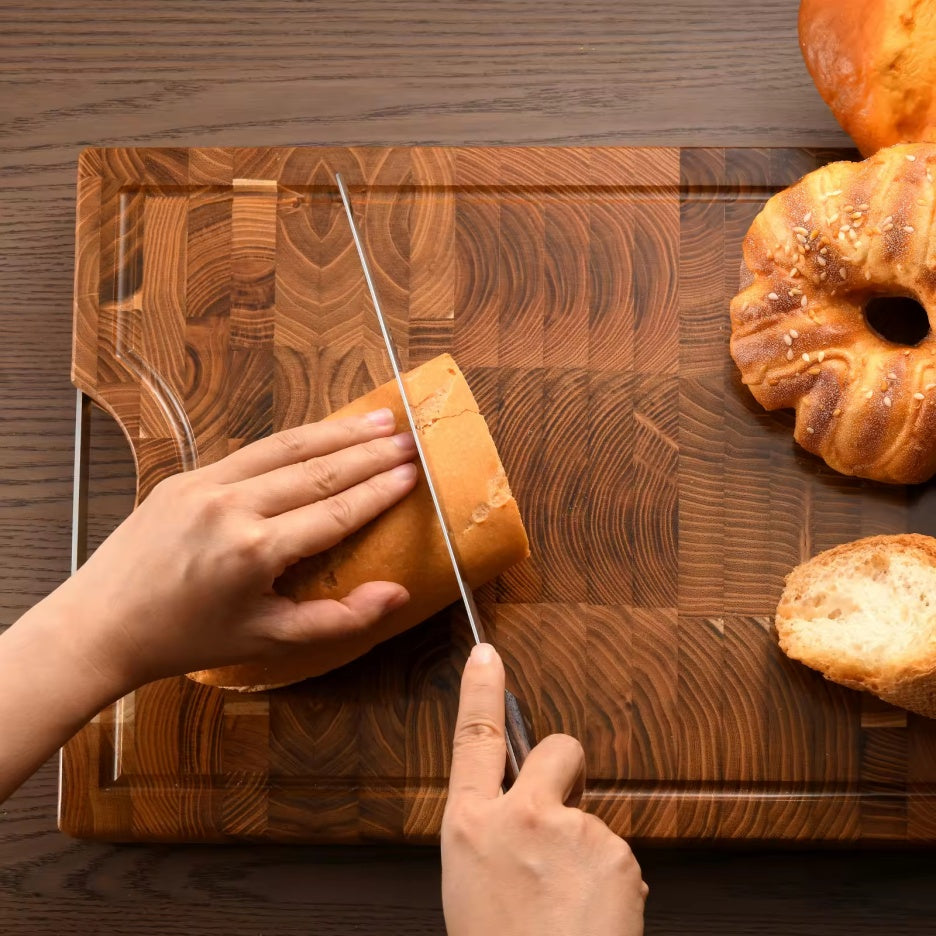 10-Inch Luxury Mirror Polished Carbon Steel Kitchen Bread Knife With Wooden Handle