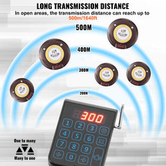 Restaurant Pager System, Wireless 500m Long Range Lineup Waiting Queue Signal, Guest Customer Calling Beepers With Vibration & Flashing, 20 Buzzers For Food Truck, Church, Nursery, Hospital